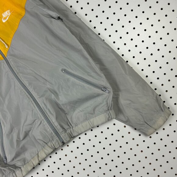 Nike 80s Wind Runner Jacket Large Yellow Gray Full Zip Track Vintage RARE Swoosh - Picture 3 of 7